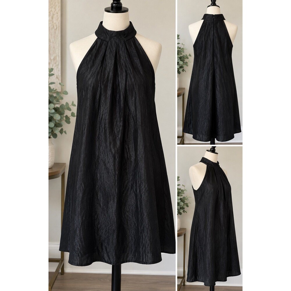 I.N. Studio Black Sleeveless Halter Neck Dress Size 12 A-Line